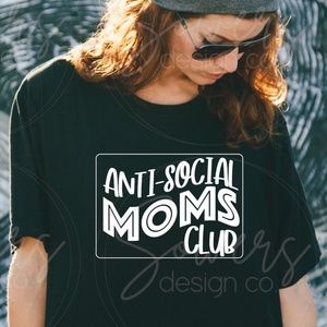anti-social MOMS club T-Shirt/Gifts for Women/Quote/Custom T-Shirts/Uni-Sex